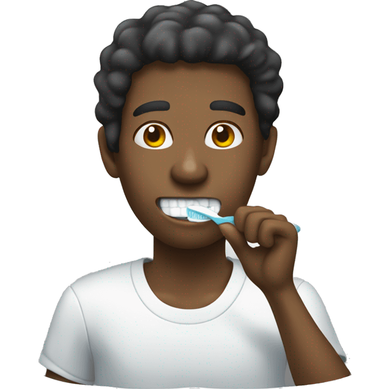 black guy brushing teeth emoji