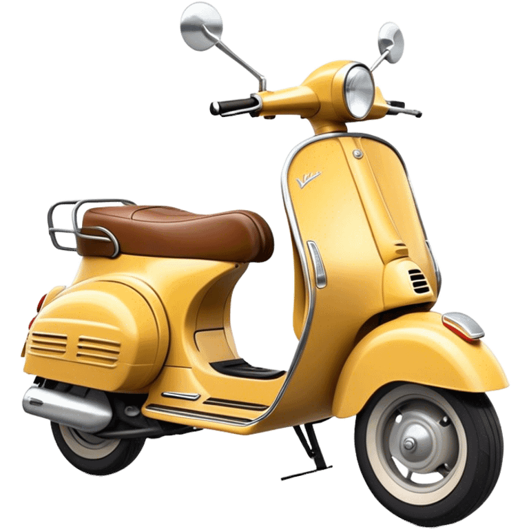 Cinematic Realistic Vespa Pop Culture Emoji, depicted as a sleek vintage scooter symbolizing Italian style rendered with dynamic detail and retro lighting. emoji