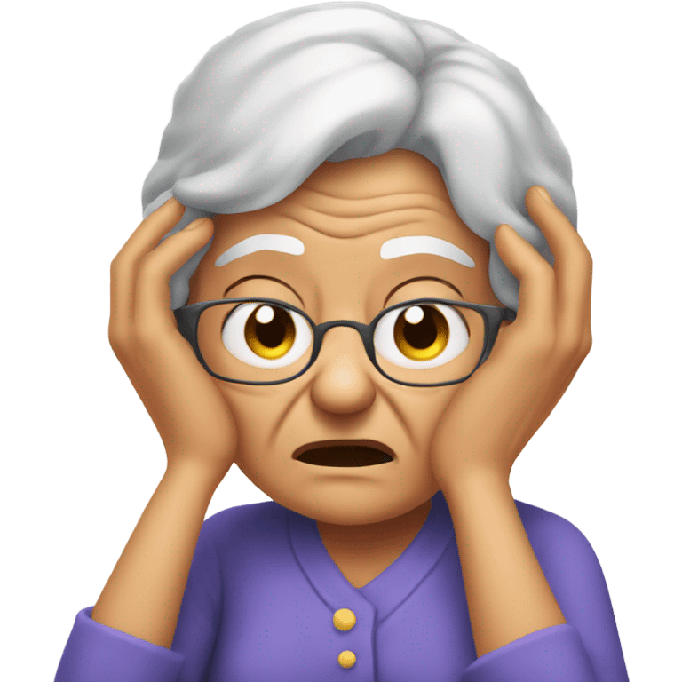 angry grandma cover her ears with her hand emoji