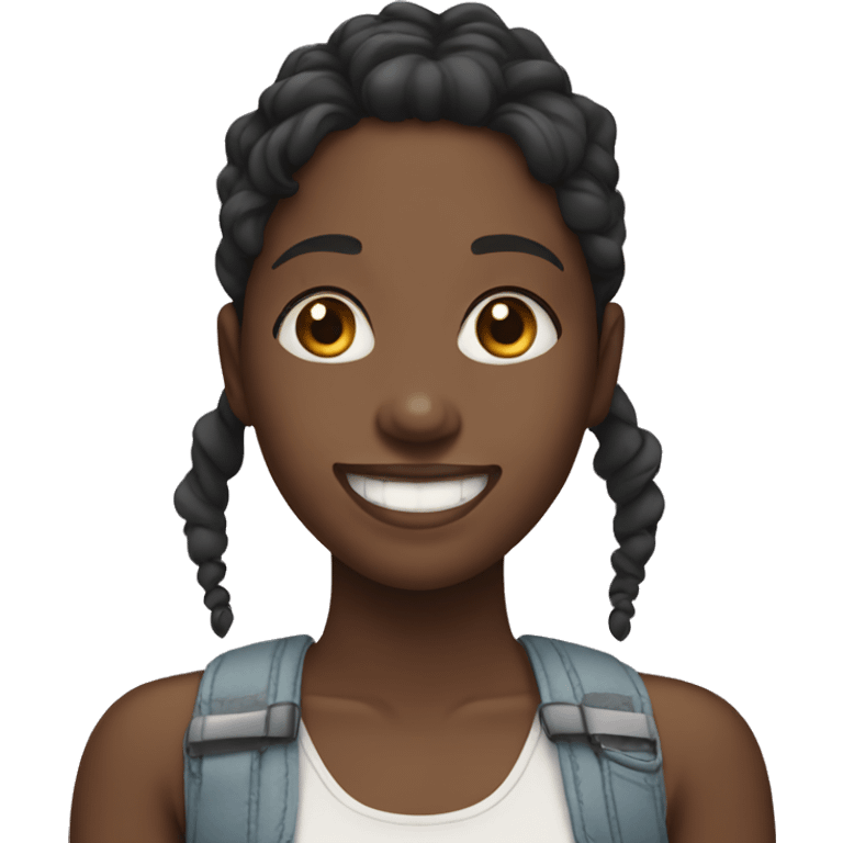 Black girl with braces smiling  emoji