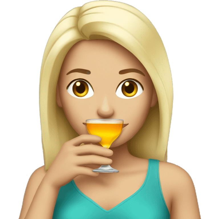 Blonde woman with drink emoji