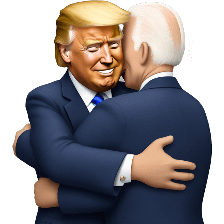 realistic donald trump and joe biden hugging emoji