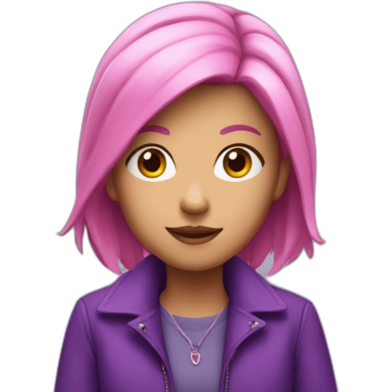 pink haired girl with purple jacket emoji