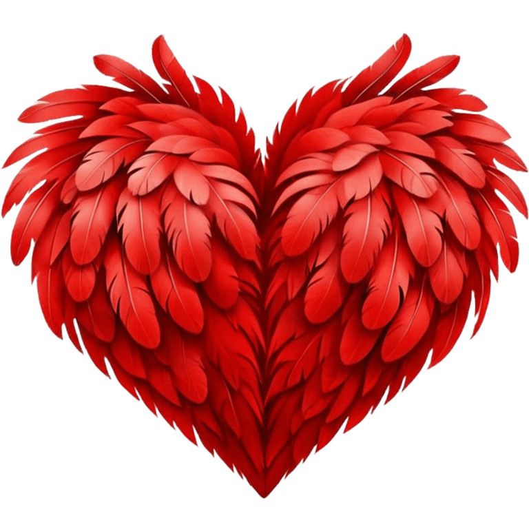 Red heart made of red feathers emoji