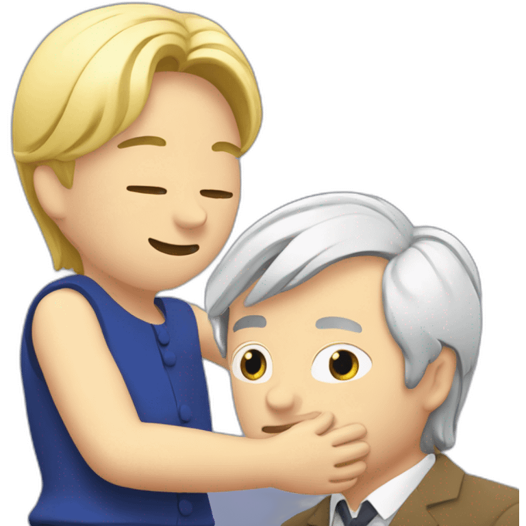 Le Pen et melanchon qui font un calin emoji