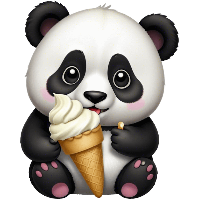 Panda eating ice cream emoji