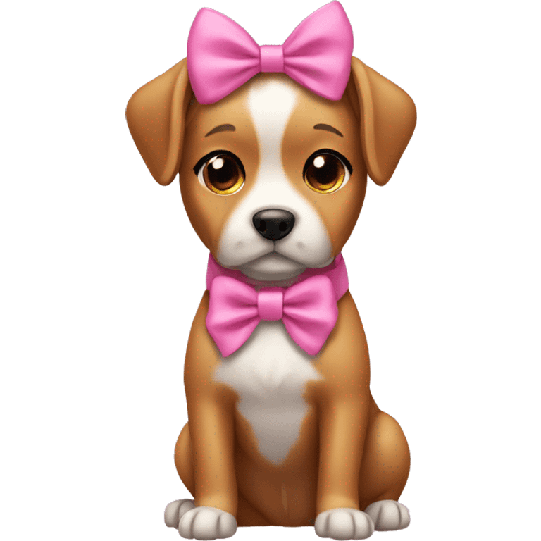 Dog girl wearing a bow pink emoji