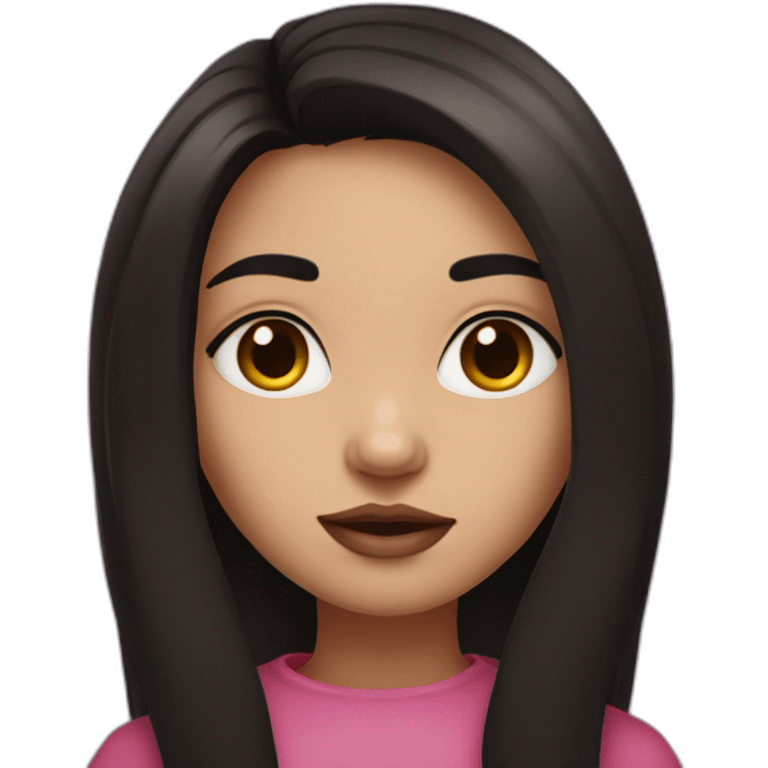 metis girl with dark brown eyes and long black Smooth hair With pink mouth emoji