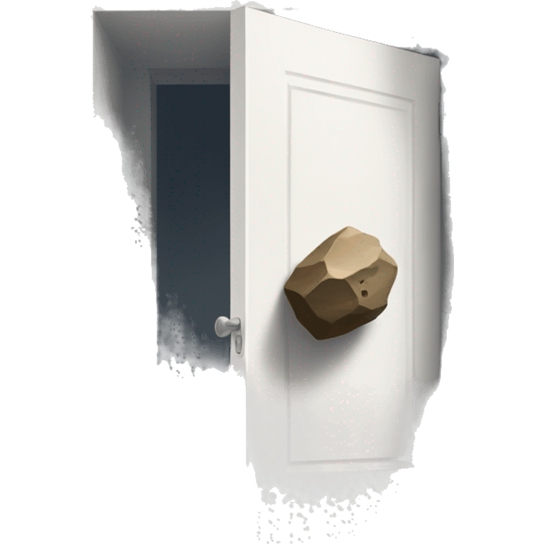 Rock getting thrown at door emoji