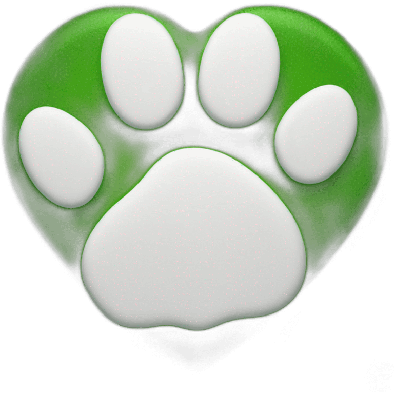 cat paw inside green heart emoji