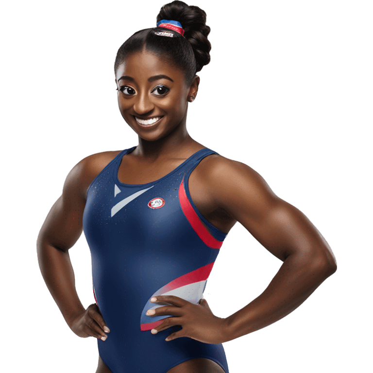 Simone Biles in a Trojan commercial emoji