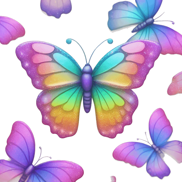 Sparkly Pastel rainbow-gradient iridescent glass butterfly emoji