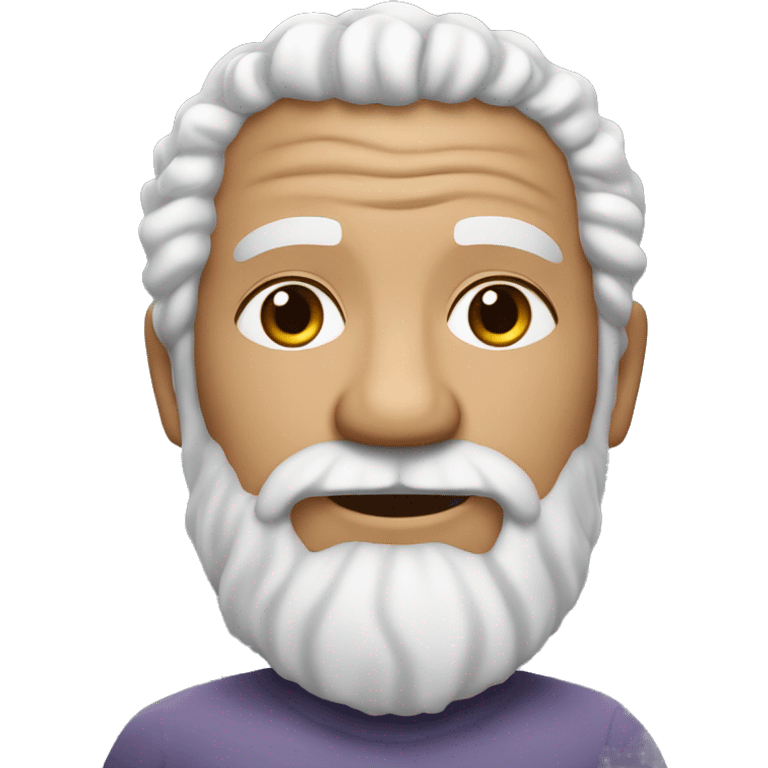 White curly hair, wrinkles, a full beard, elderly, brown-skinned emoji