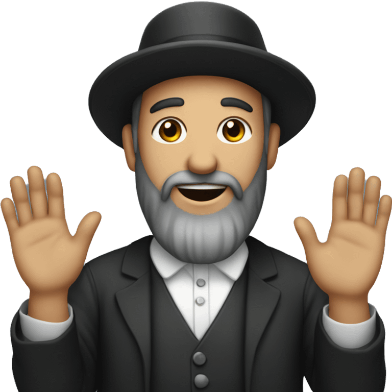 A Rabbi with a beard putting his hands in the air emoji