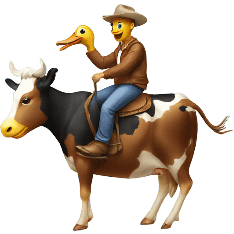 Duck riding a cow emoji