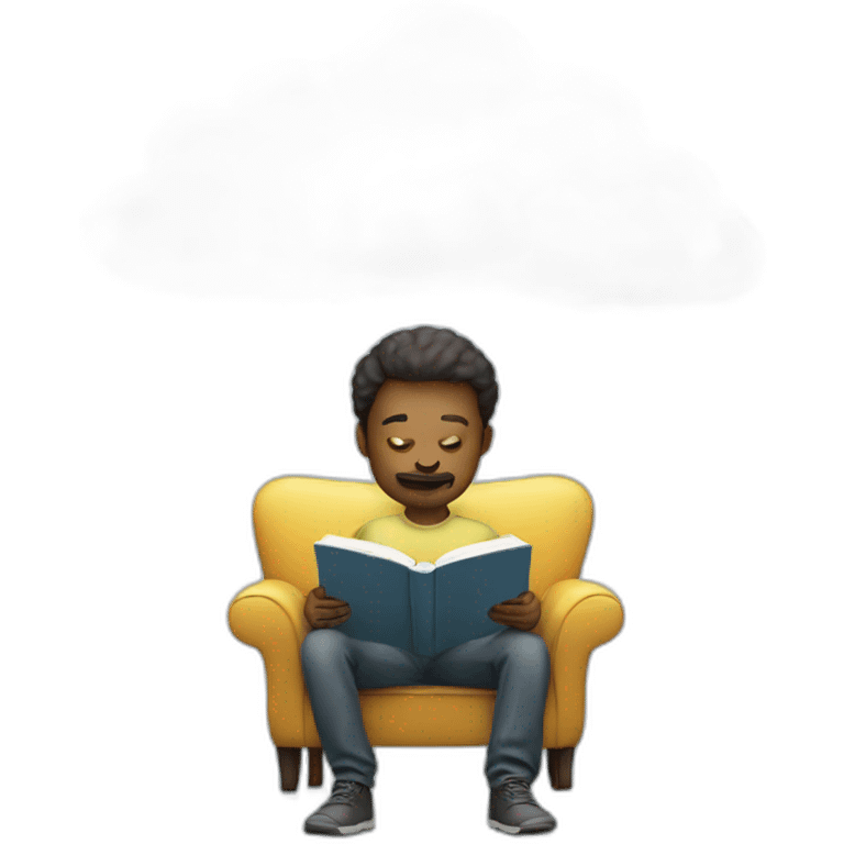 A man reading on cloud emoji