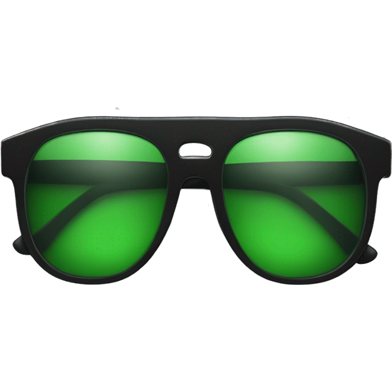 Black sunglasses with the Word „brat“ written in Both glasses in Green Font emoji