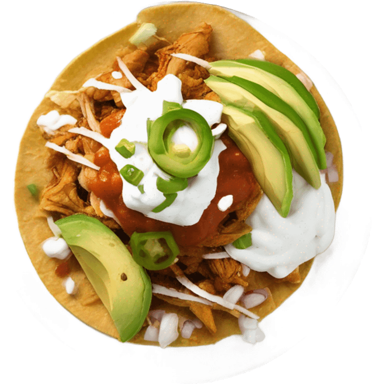 Chicken tinga tostadas on white plate emoji