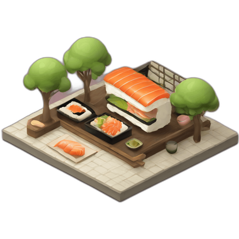 Sushi house isometric emoji