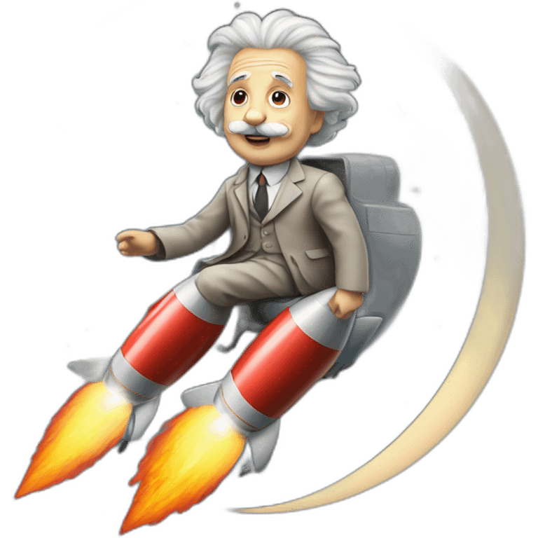 alfred einstein riding a rocket to the moon emoji