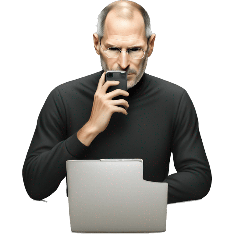 Steve jobs tying on his phone emoji