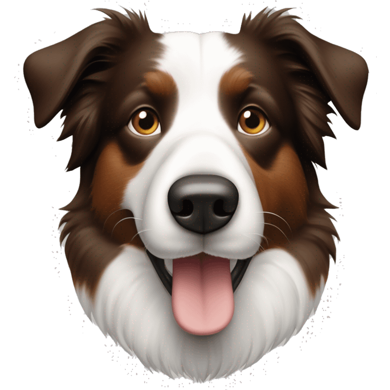 Bordercollie mit braunen und grauen stellen im weißen Gesicht. Spitze Ohren  emoji