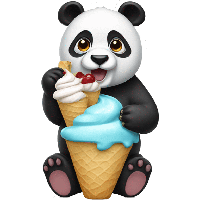 Panda eating ice cream emoji