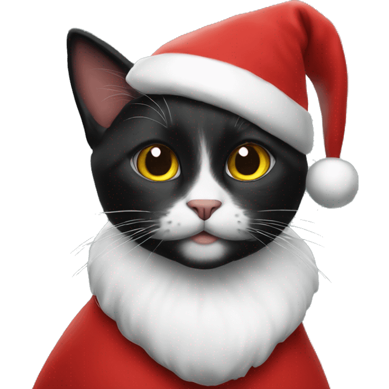 Black cat wearing santa costume emoji