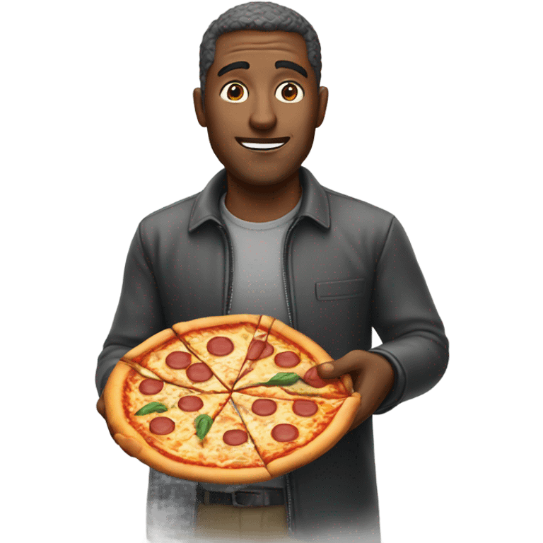 Man closup with pizza emoji