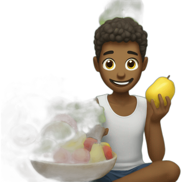 guy eat fruit emoji