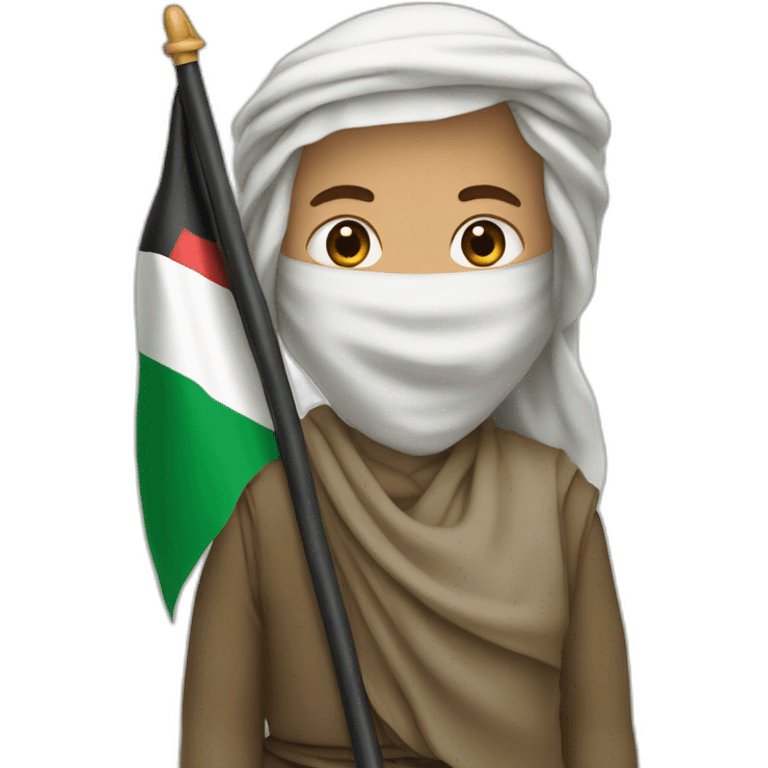 Un musulmans qui tient un drapeau de la Palestine emoji