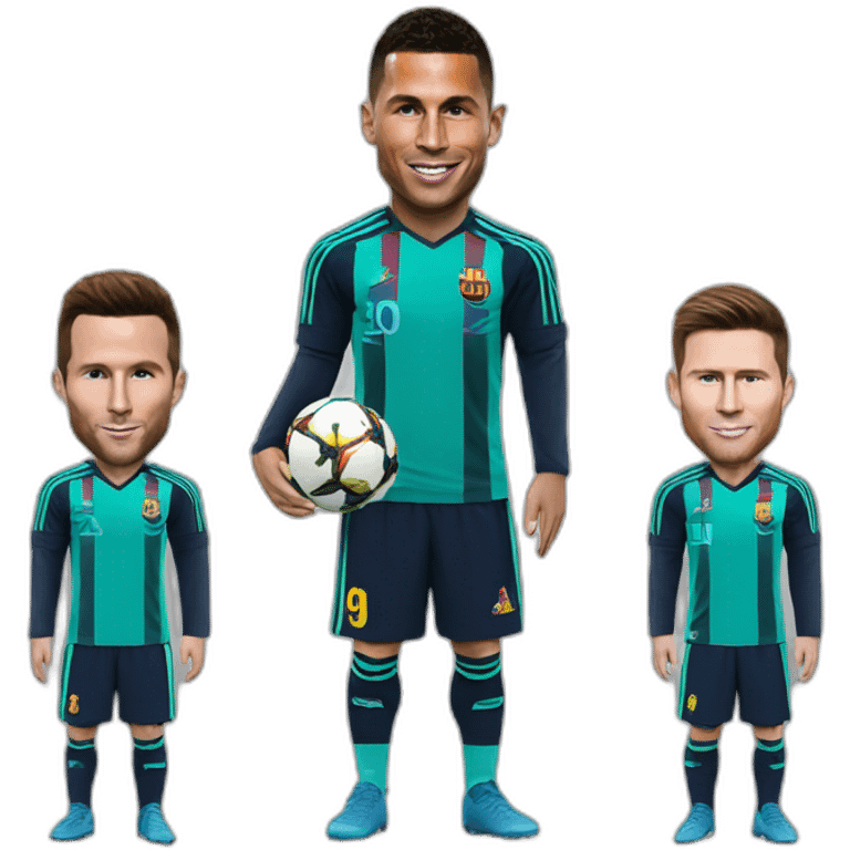 Macron avec ronaldo et messi emoji