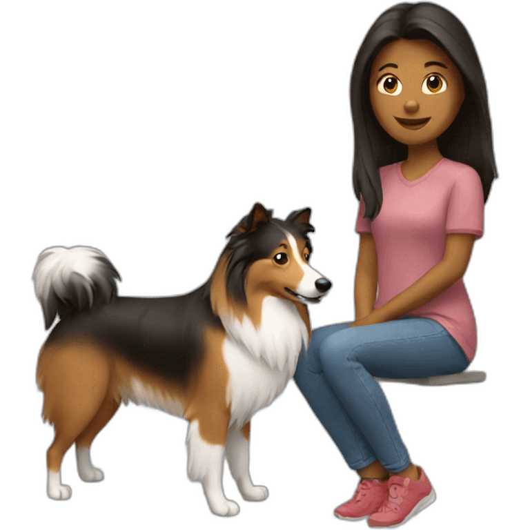 woman with a sheltie dog emoji