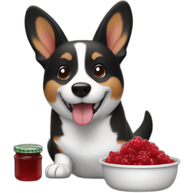 Black corgi eating jam emoji