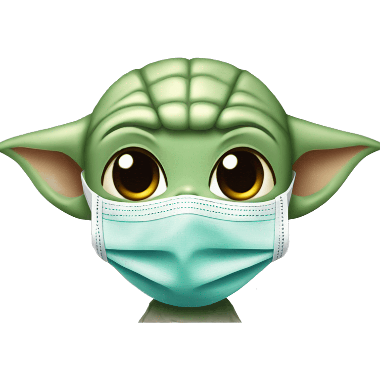 Baby Yoda in a medical mask emoji