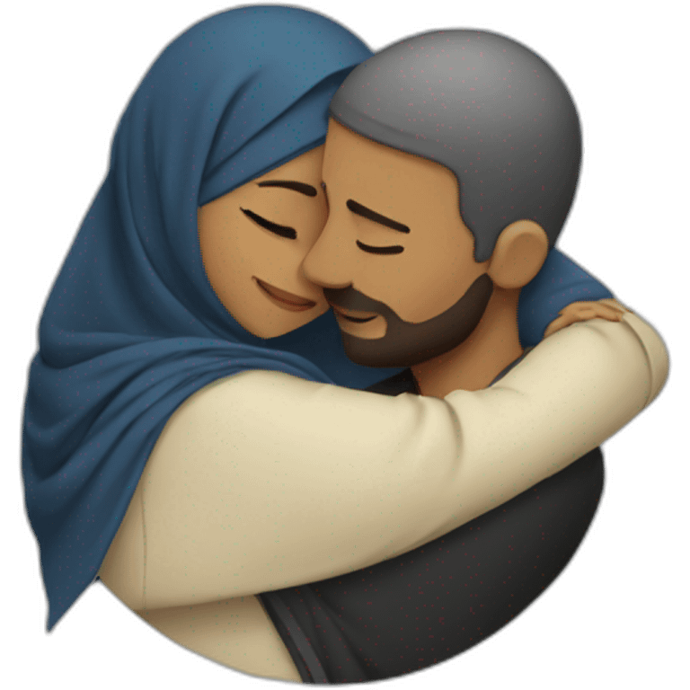 Hijab women and man hug emoji