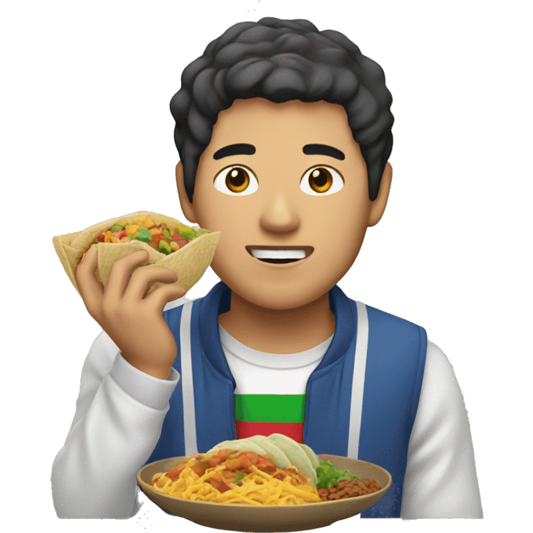 Asian guy with Mexican food emoji