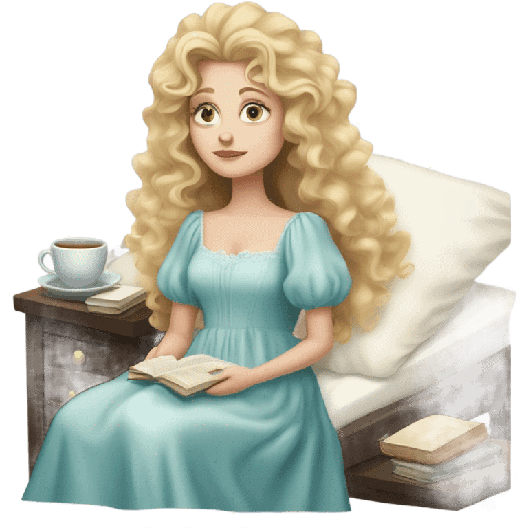 glinda from wicked is sick and she's resting in her bed emoji