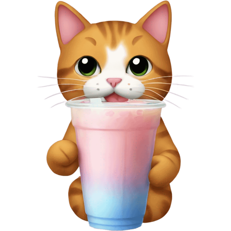 A silly cat drinking boba tea emoji