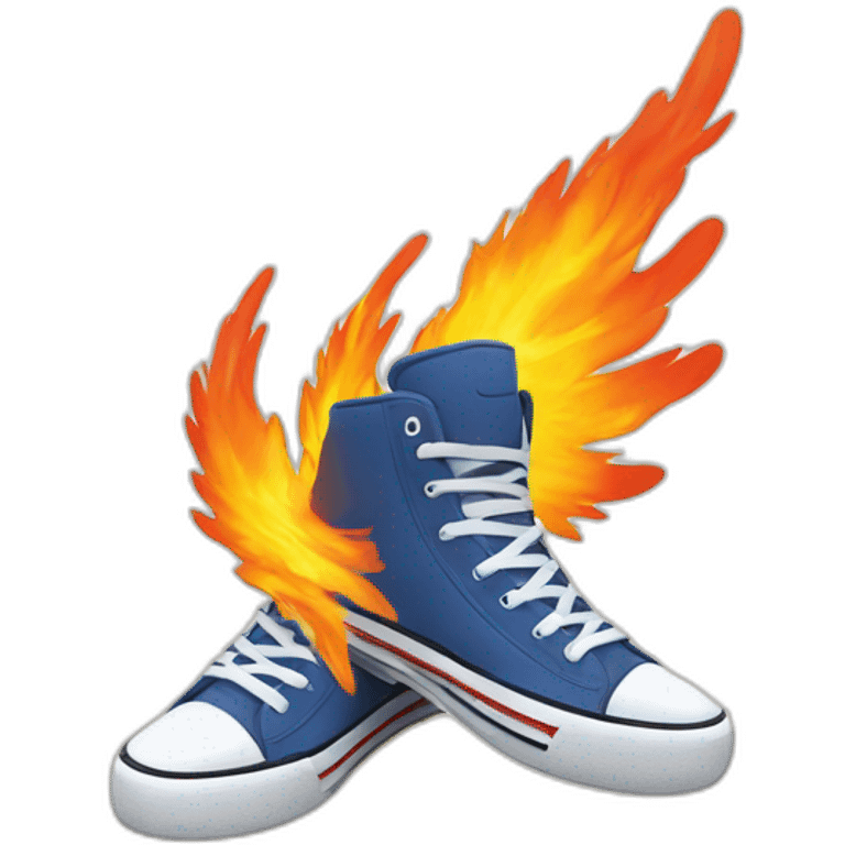 a sneaker with wings on fire  emoji