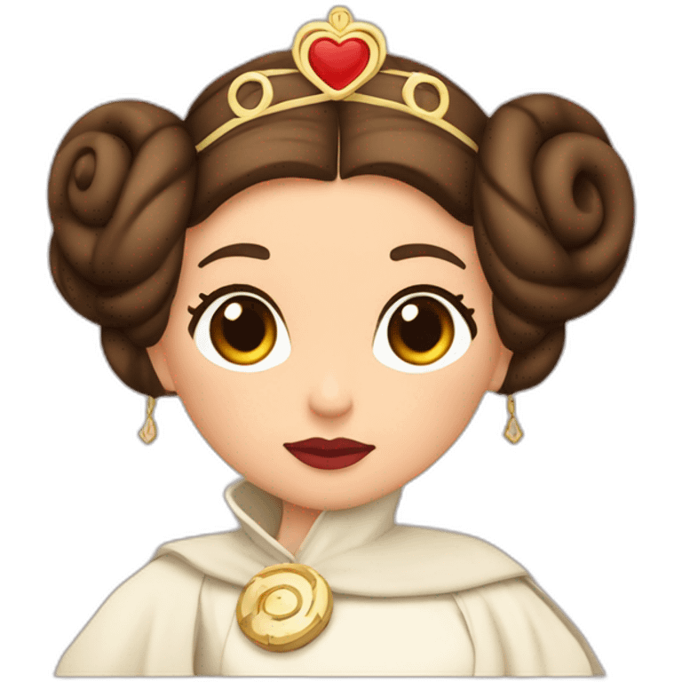 princesa Leia enviando un beso con un corazón emoji