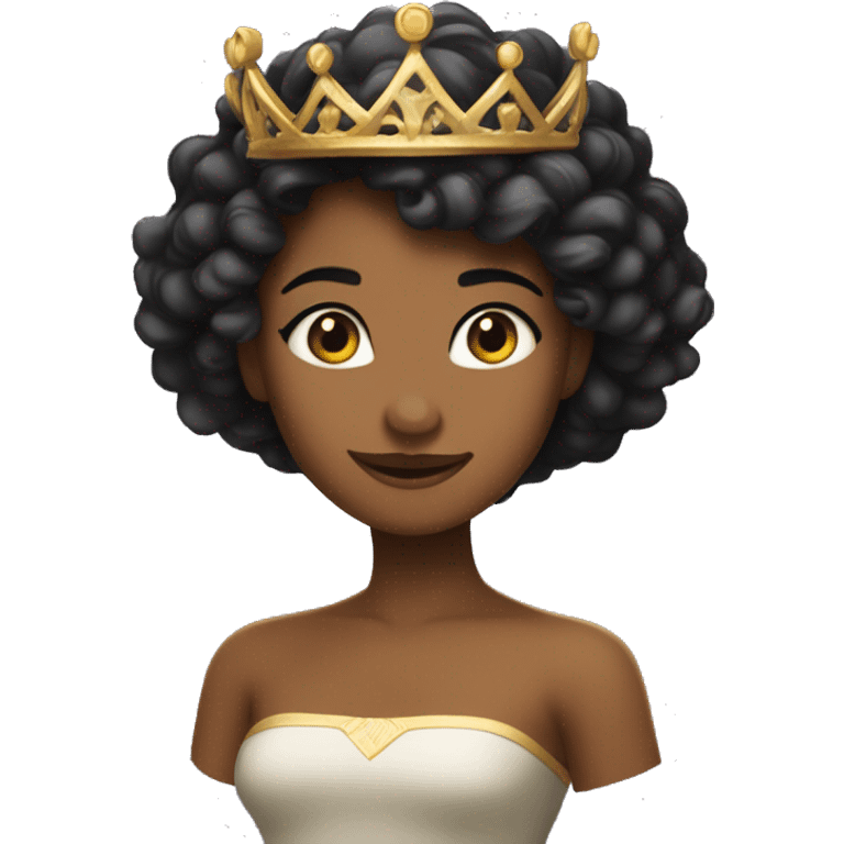 Una leona alegre y elegante de pelo negro con corona de brillo de Reyna  emoji