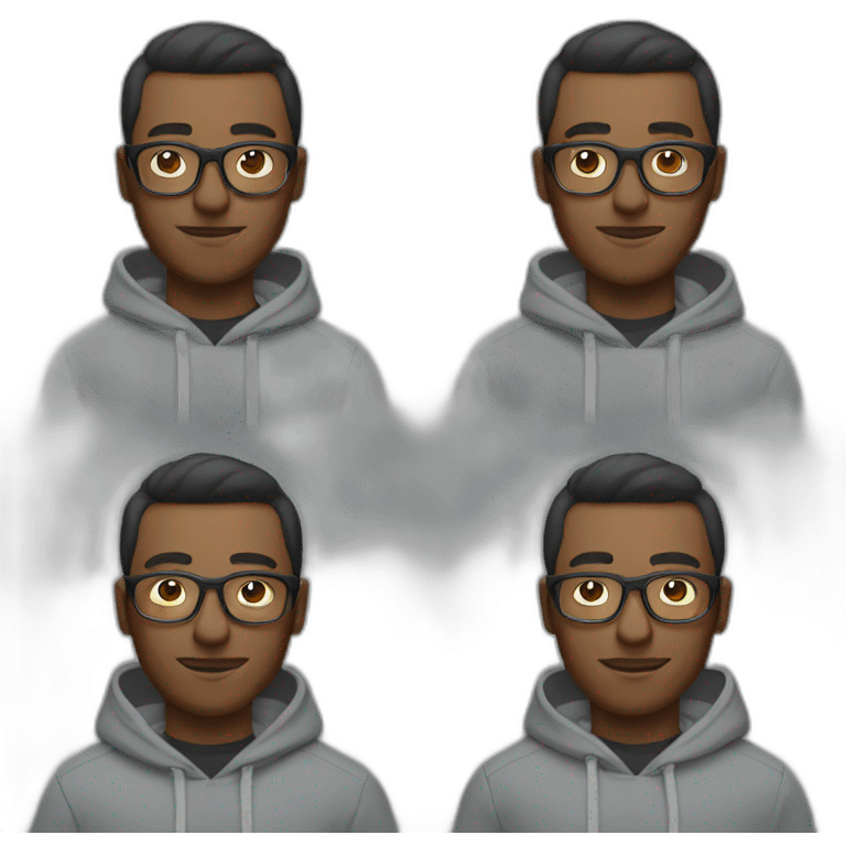 man with glasses and gray hoodie emoji