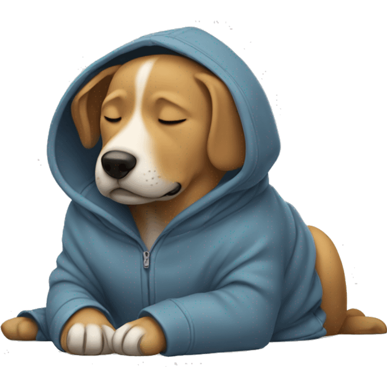 Sleeping dog with a hoodie emoji