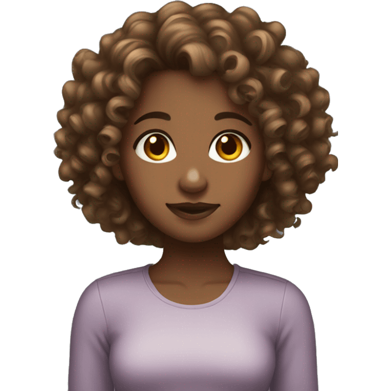 Brown skin curly hair girl  emoji