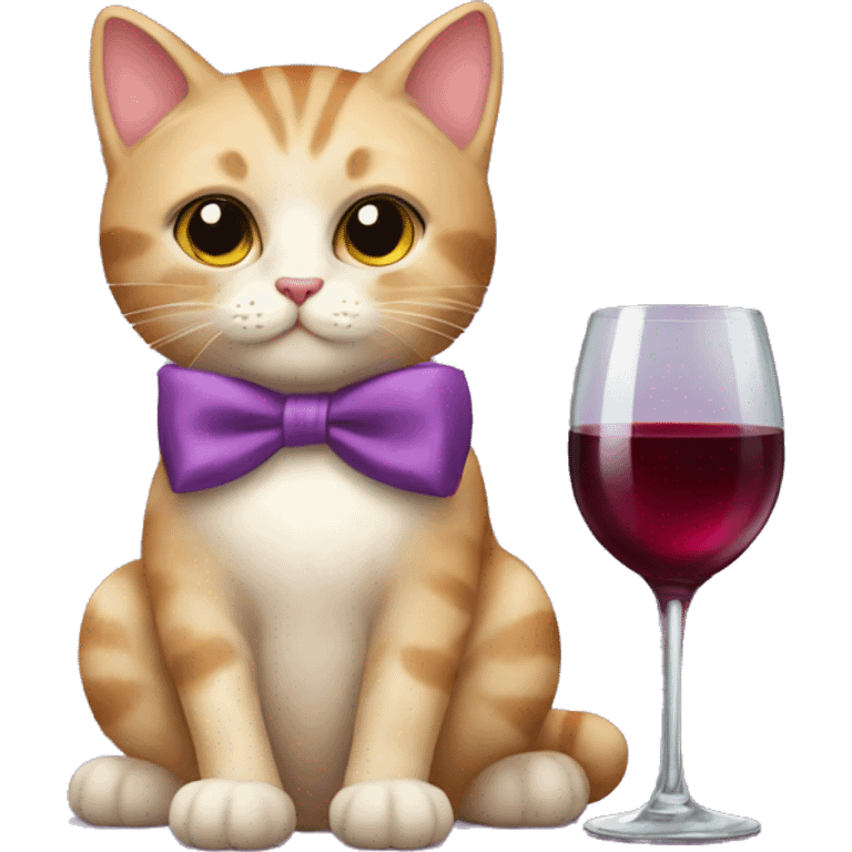 Cat with a bow and a wine glass  emoji