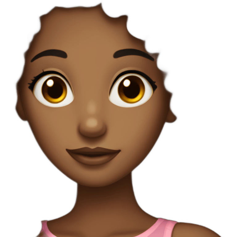 pretty brown skin girl with black long curly hair with volume and dark brown eyes and lashes  emoji