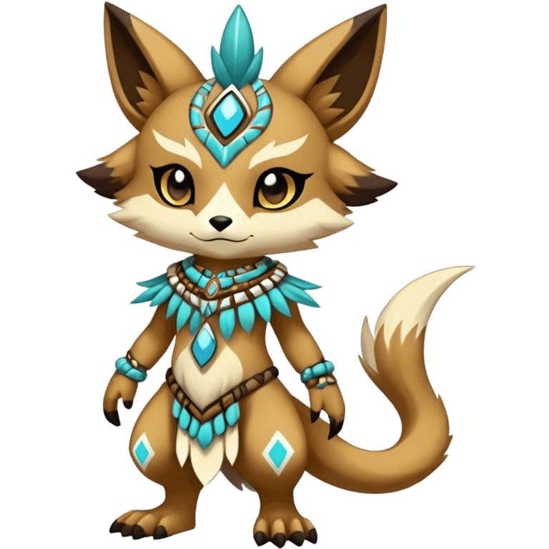 Anthro Sona Cool Edgy Cute Colorful Shy Shamanic Tribal Shiny Fakemon-Fantasy-Creature Full Body emoji