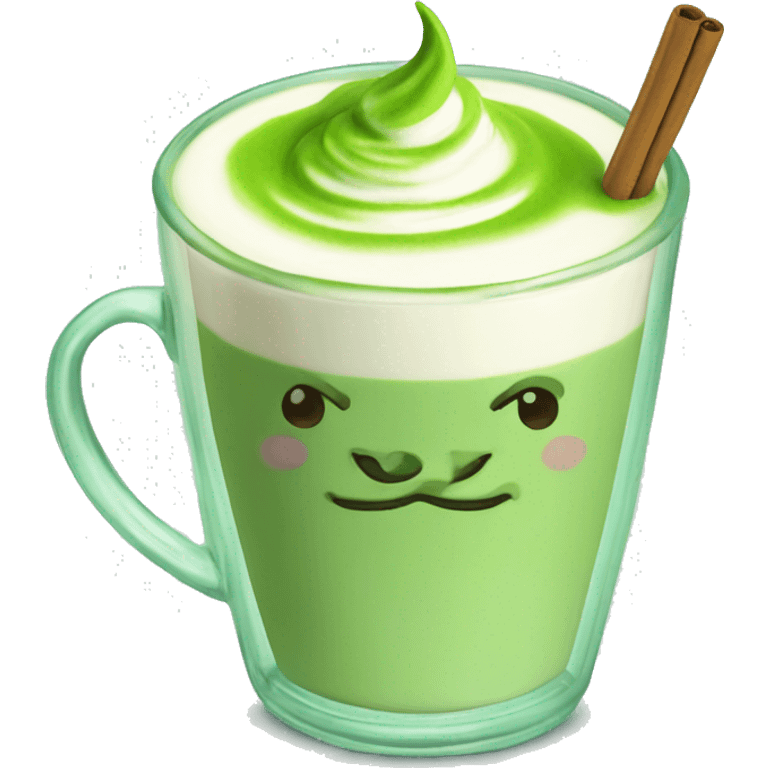 matcha latte in beautiful glass  emoji