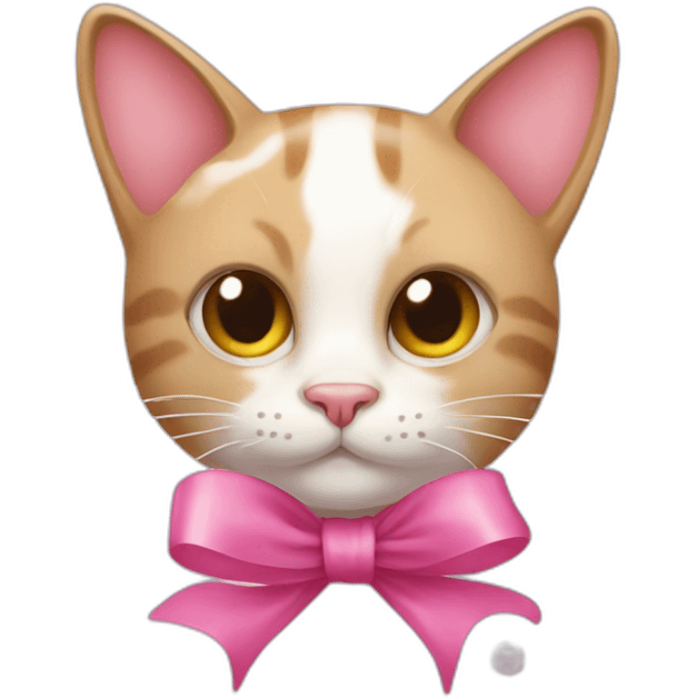 cat with pink ribbon and bubbles  emoji